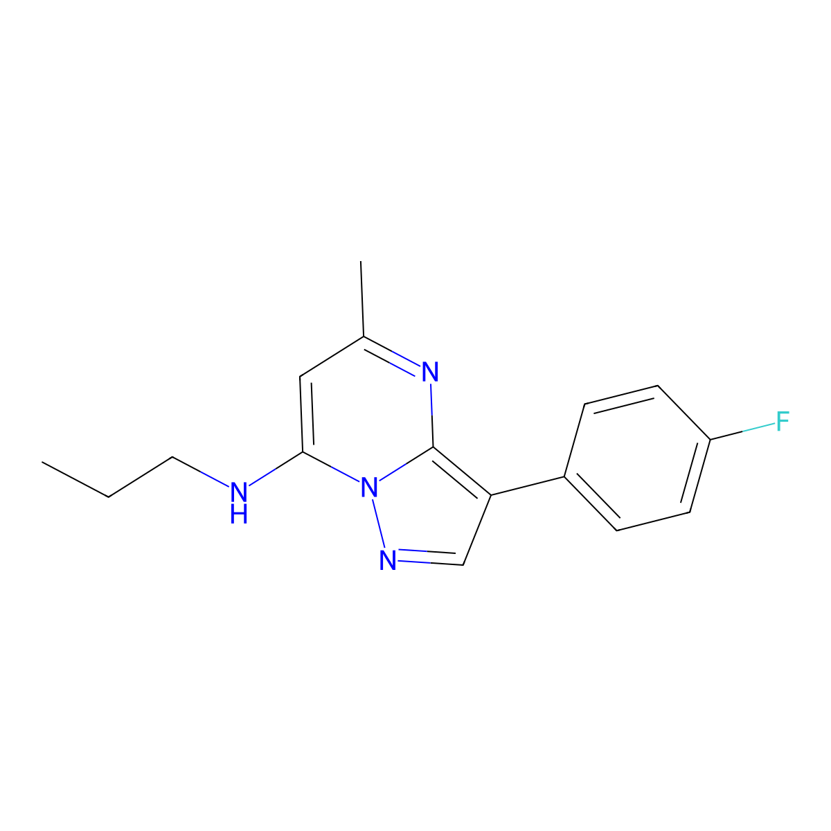 3-(4-fluorophenyl)-5-methyl-N-propylpyrazolo[1,5-a]pyrimidin-7-amine molecular structure, CAS 1031937-43-5
