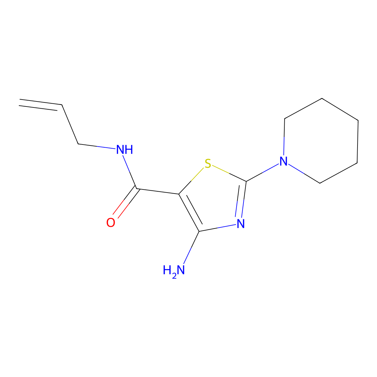 4-amino-2-(piperidin-1-yl)-N-(prop-2-en-1-yl)-1,3-thiazole-5-carboxamide molecular structure, CAS 1031937-92-4