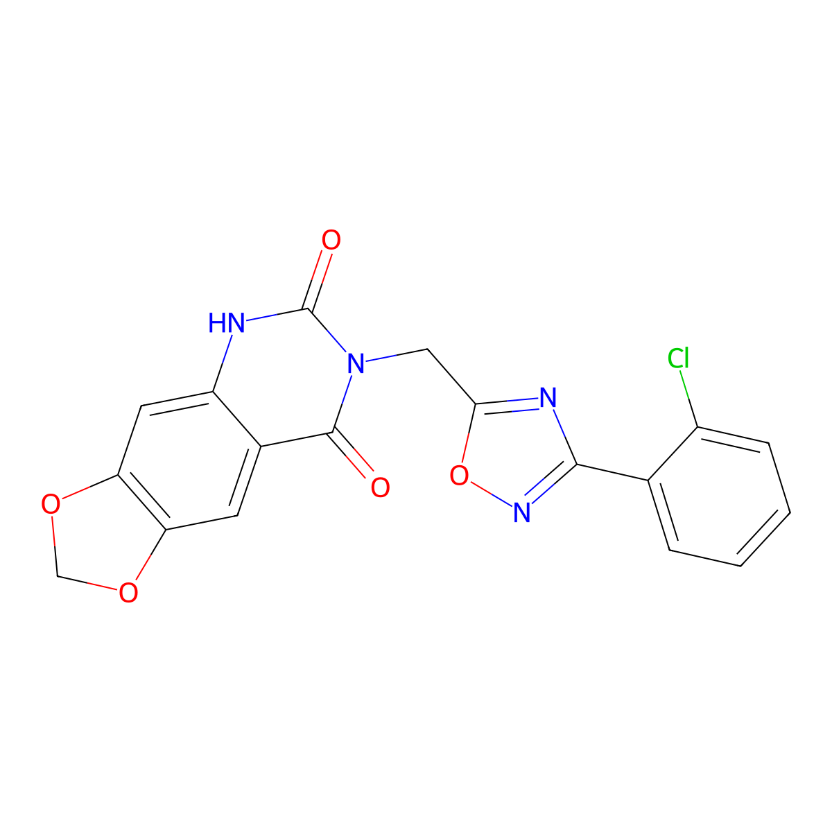 7-{[3-(2-chlorophenyl)-1,2,4-oxadiazol-5-yl]methyl}-2H,5H,6H,7H,8H-[1,3]dioxolo[4,5-g]quinazoline-6,8-dione molecular structure, CAS 1031945-27-3