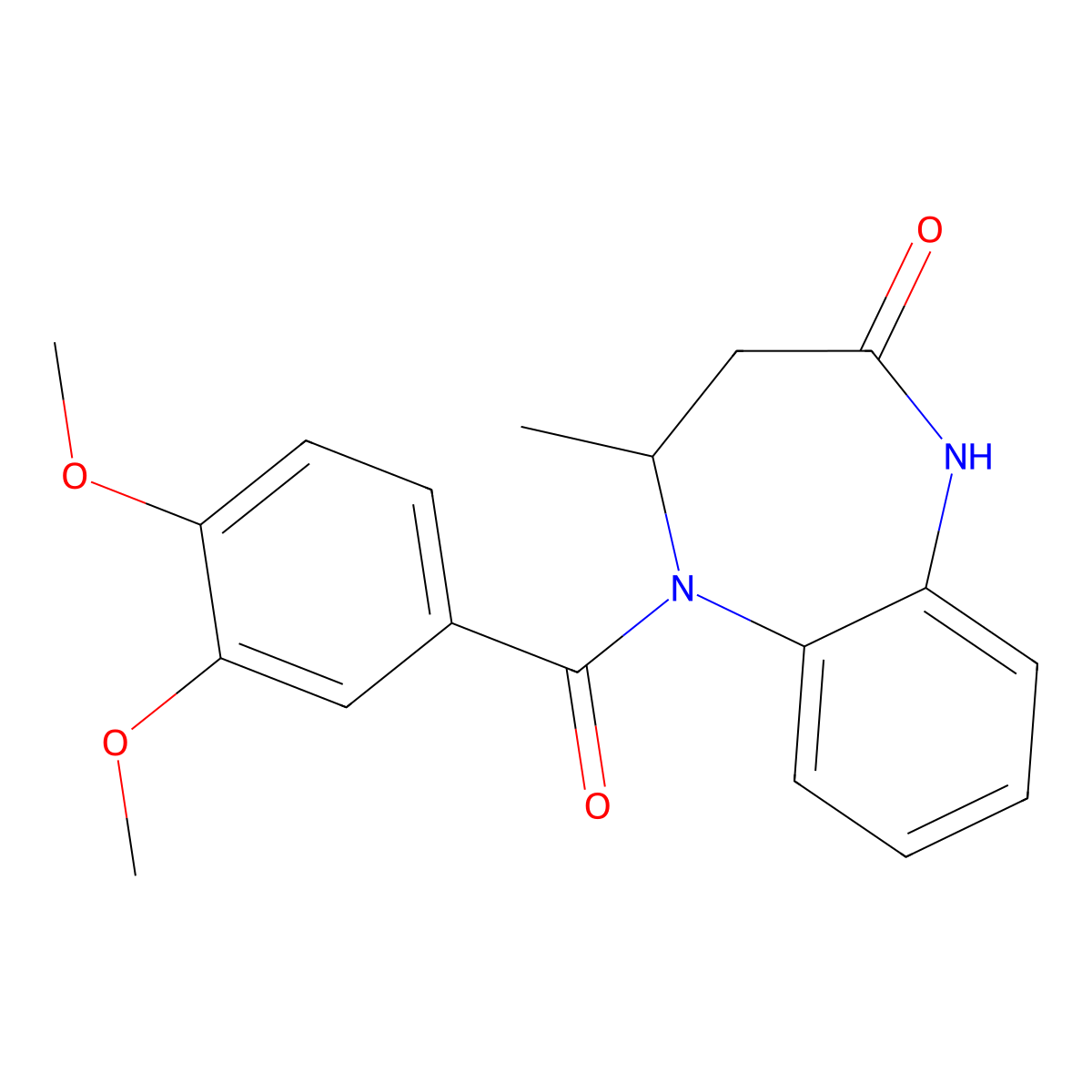 5-(3,4-dimethoxybenzoyl)-4-methyl-4,5-dihydro-1H-benzo[b][1,4]diazepin-2(3H)-one molecular structure, CAS 1031945-36-4