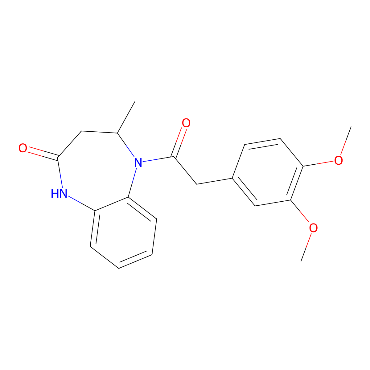 5-[(3,4-dimethoxyphenyl)acetyl]-4-methyl-1,3,4,5-tetrahydro-2H-1,5-benzodiazepin-2-one molecular structure, CAS 1031945-40-0
