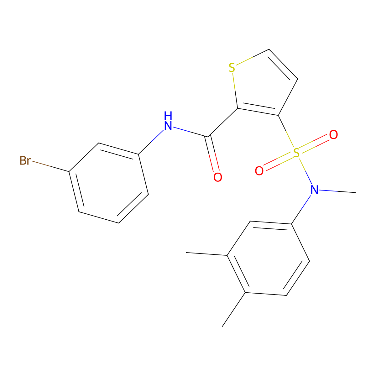 N-(3-bromophenyl)-3-[(3,4-dimethylphenyl)(methyl)sulfamoyl]thiophene-2-carboxamide molecular structure, CAS 1031952-48-3