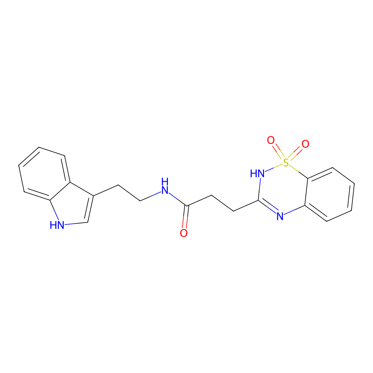 N-(2-(1H-indol-3-yl)ethyl)-3-(1,1-dioxido-2H-benzo[e][1,2,4]thiadiazin-3-yl)propanamide molecular structure, CAS 1031952-77-8