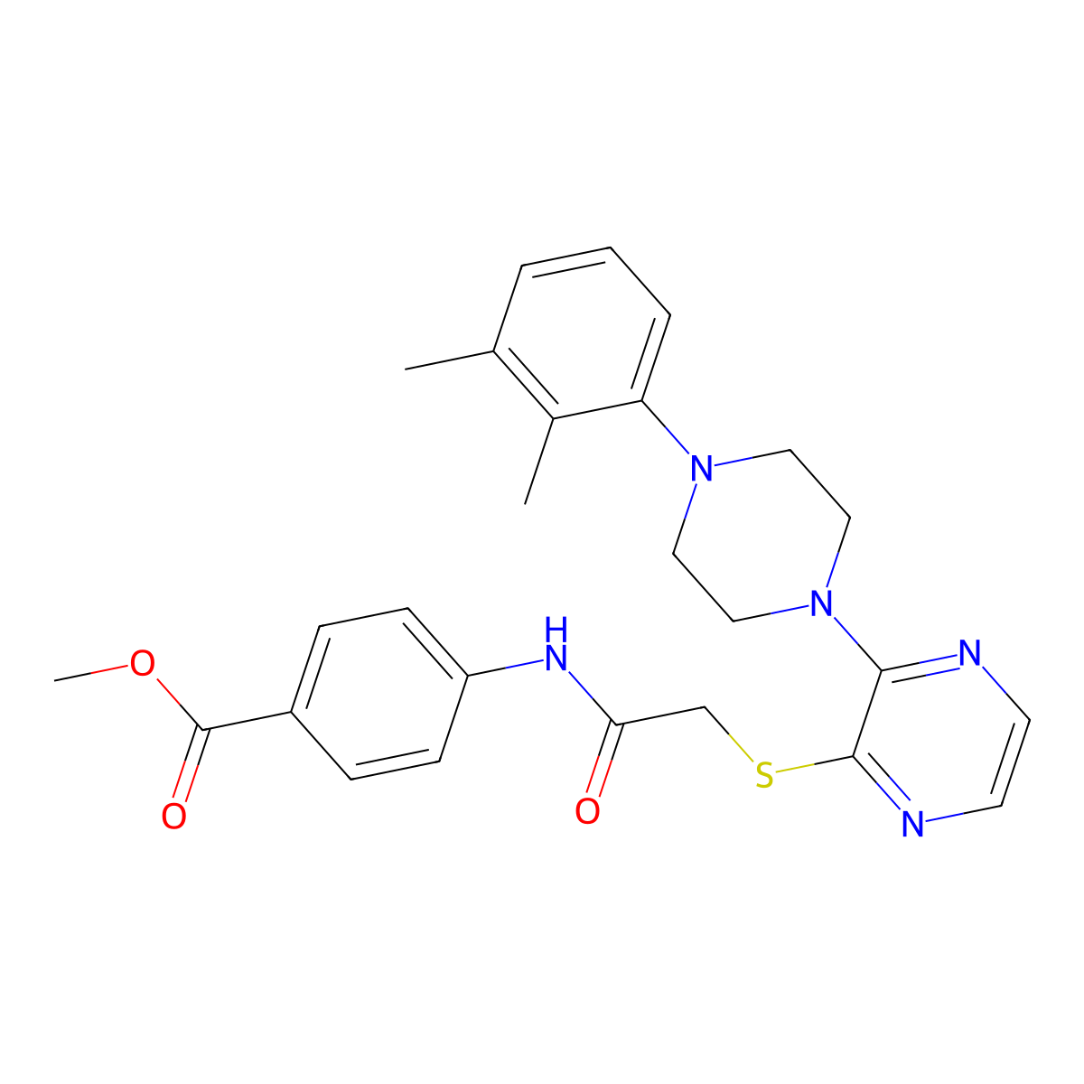 Methyl 4-[2-({3-[4-(2,3-dimethylphenyl)piperazin-1-yl]pyrazin-2-yl}sulfanyl)acetamido]benzoate molecular structure, CAS 1031954-58-1