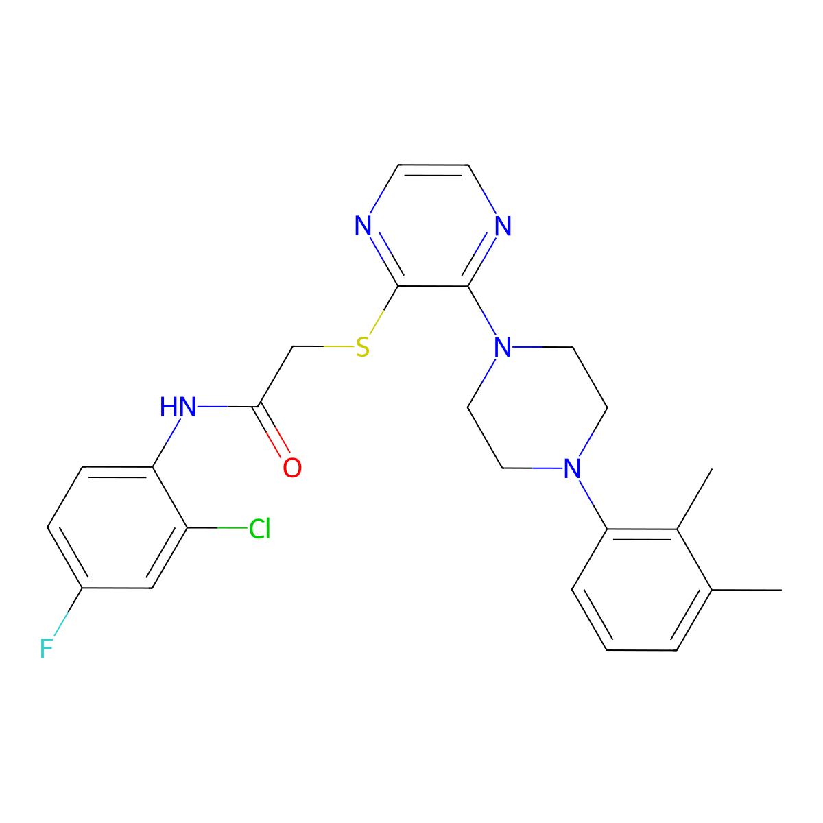 N-(2-chloro-4-fluorophenyl)-2-({3-[4-(2,3-dimethylphenyl)piperazin-1-yl]pyrazin-2-yl}sulfanyl)acetamide molecular structure, CAS 1031954-65-0