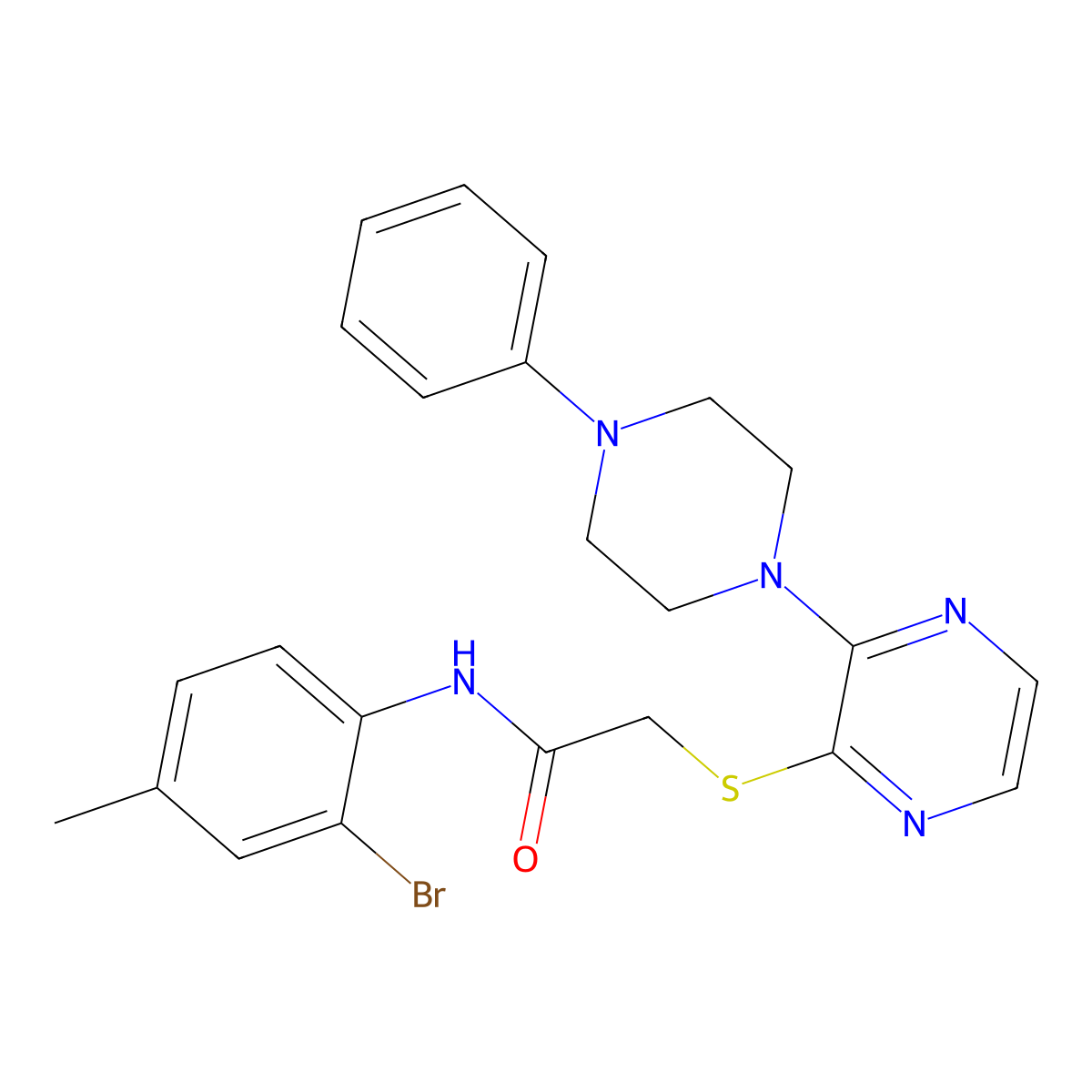 N-(2-bromo-4-methylphenyl)-2-{[3-(4-phenylpiperazin-1-yl)pyrazin-2-yl]sulfanyl}acetamide molecular structure, CAS 1031954-95-6