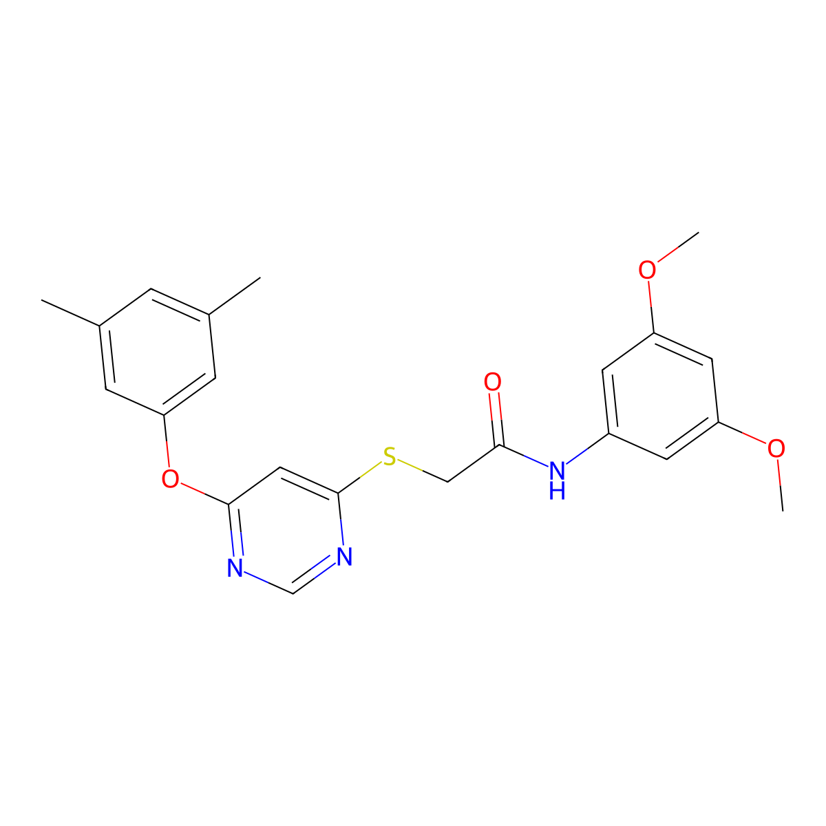 N-(3,5-dimethoxyphenyl)-2-{[6-(3,5-dimethylphenoxy)pyrimidin-4-yl]sulfanyl}acetamide molecular structure, CAS 1031956-06-5