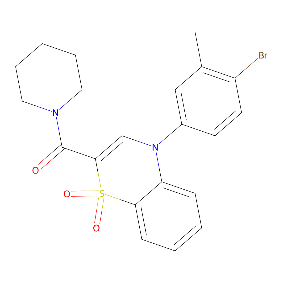 4-(4-bromo-3-methylphenyl)-2-(piperidine-1-carbonyl)-4H-1lambda6,4-benzothiazine-1,1-dione molecular structure, CAS 1031960-59-4