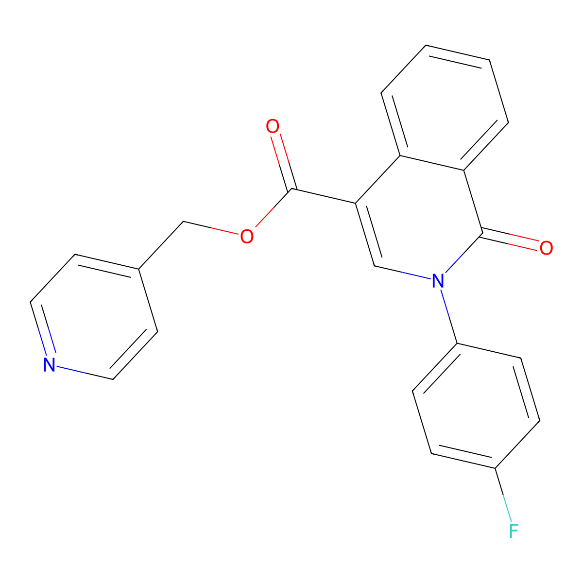 Pyridin-4-ylmethyl 2-(4-fluorophenyl)-1-oxo-1,2-dihydroisoquinoline-4-carboxylate molecular structure, CAS 1031961-31-5