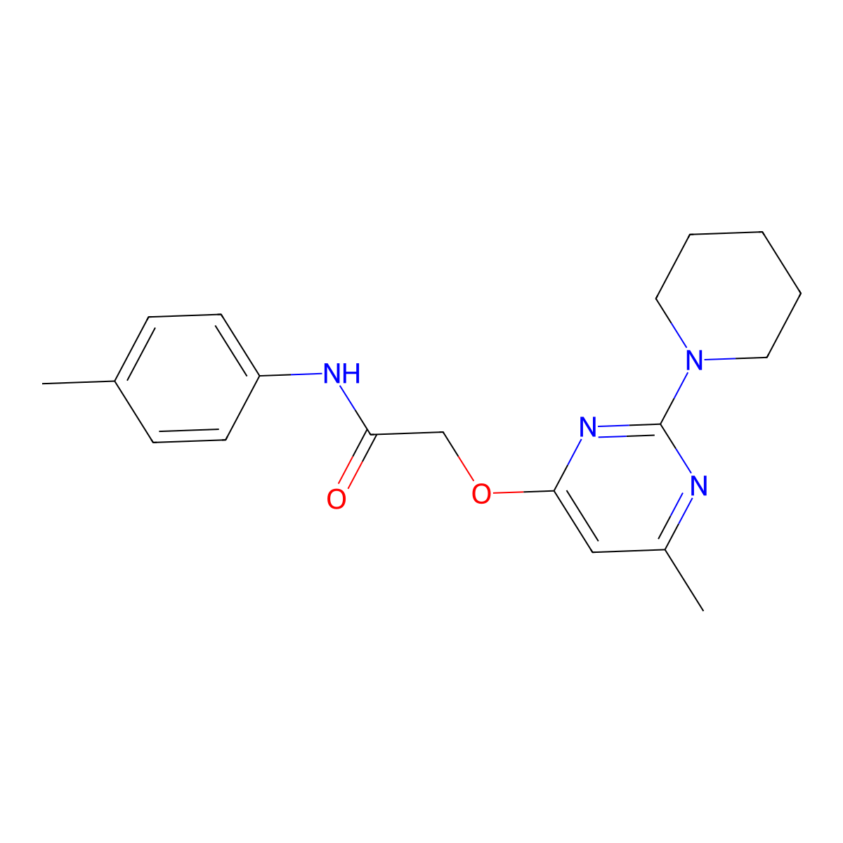 2-{[6-Methyl-2-(piperidin-1-YL)pyrimidin-4-YL]oxy}-N-(4-methylphenyl)acetamide molecular structure, CAS 1031961-34-8