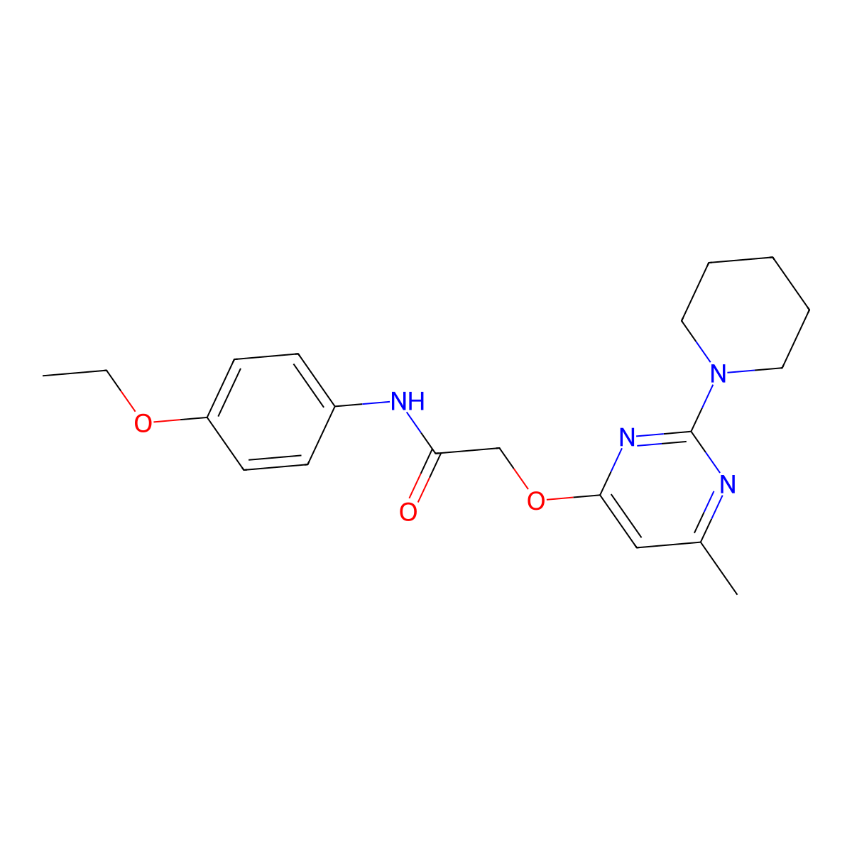 N-(4-ethoxyphenyl)-2-{[6-methyl-2-(piperidin-1-yl)pyrimidin-4-yl]oxy}acetamide molecular structure, CAS 1031961-43-9