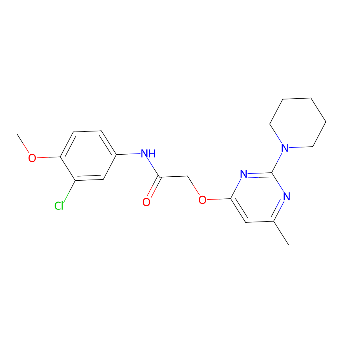 N-(3-chloro-4-methoxyphenyl)-2-{[6-methyl-2-(piperidin-1-yl)pyrimidin-4-yl]oxy}acetamide molecular structure, CAS 1031961-55-3