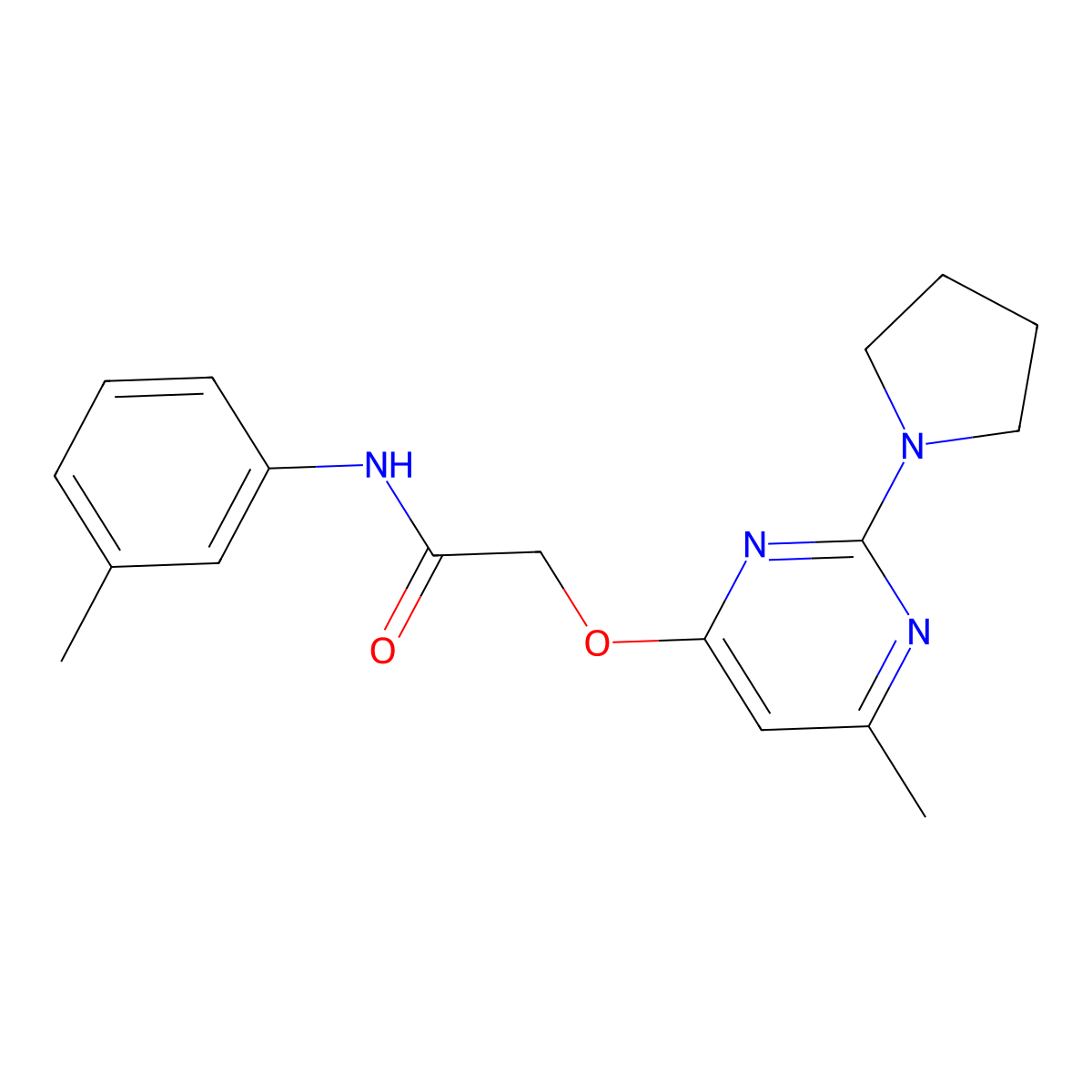 2-{[6-Methyl-2-(pyrrolidin-1-YL)pyrimidin-4-YL]oxy}-N-(3-methylphenyl)acetamide molecular structure, CAS 1031961-64-4