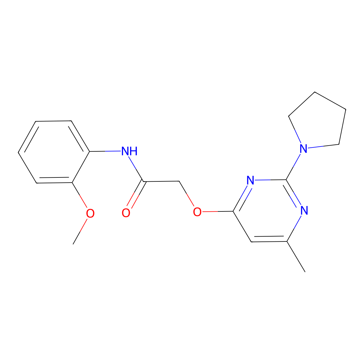 N-(2-methoxyphenyl)-2-((6-methyl-2-(pyrrolidin-1-yl)pyrimidin-4-yl)oxy)acetamide molecular structure, CAS 1031961-79-1