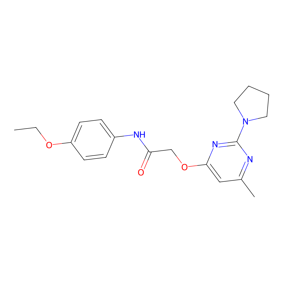 N-(4-ethoxyphenyl)-2-{[6-methyl-2-(pyrrolidin-1-yl)pyrimidin-4-yl]oxy}acetamide molecular structure, CAS 1031961-85-9