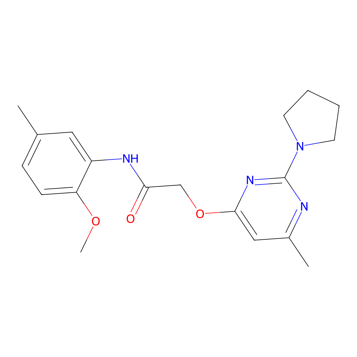 N-(2-methoxy-5-methylphenyl)-2-{[6-methyl-2-(pyrrolidin-1-yl)pyrimidin-4-yl]oxy}acetamide molecular structure, CAS 1031961-88-2