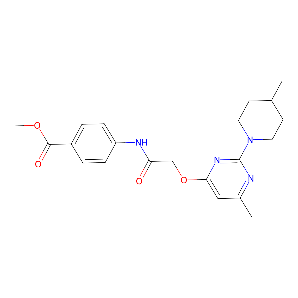 Methyl 4-(2-{[6-methyl-2-(4-methylpiperidin-1-YL)pyrimidin-4-YL]oxy}acetamido)benzoate molecular structure, CAS 1031962-18-1