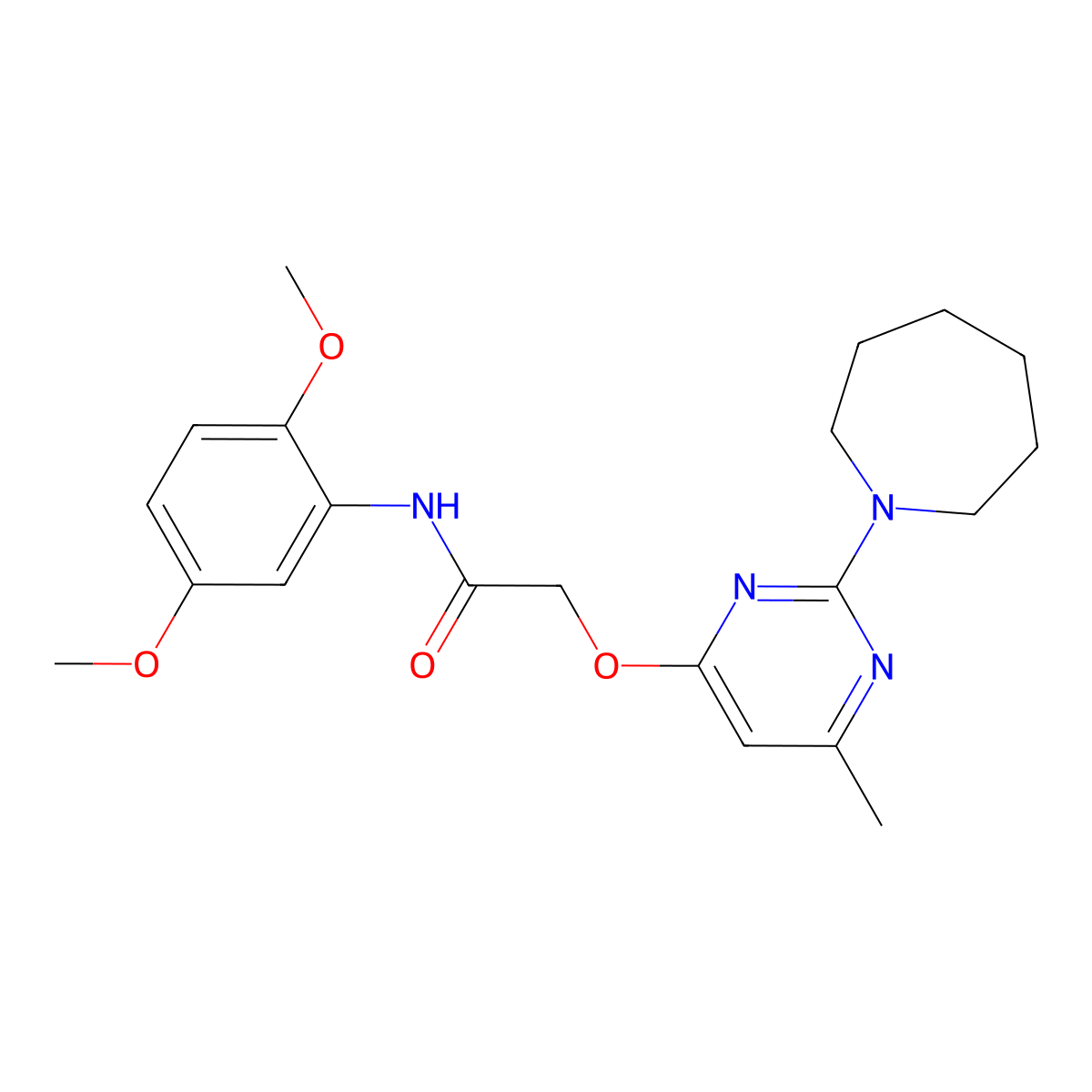 2-{[2-(azepan-1-yl)-6-methylpyrimidin-4-yl]oxy}-N-(2,5-dimethoxyphenyl)acetamide molecular structure, CAS 1031962-30-7