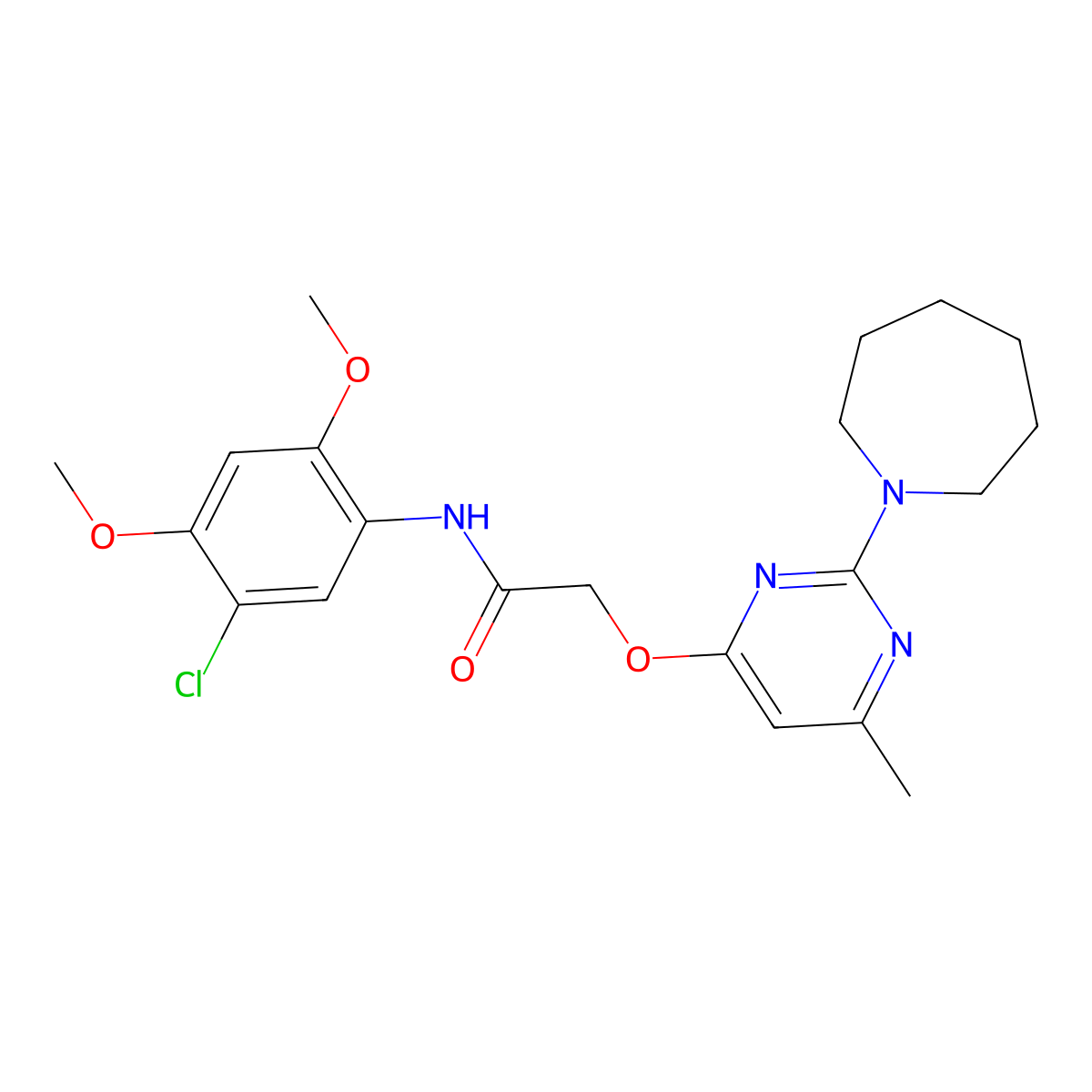 2-{[2-(azepan-1-yl)-6-methylpyrimidin-4-yl]oxy}-N-(5-chloro-2,4-dimethoxyphenyl)acetamide molecular structure, CAS 1031962-38-5