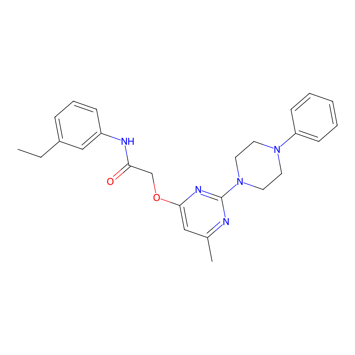 N-(3-ethylphenyl)-2-{[6-methyl-2-(4-phenylpiperazin-1-yl)pyrimidin-4-yl]oxy}acetamide molecular structure, CAS 1031962-42-1