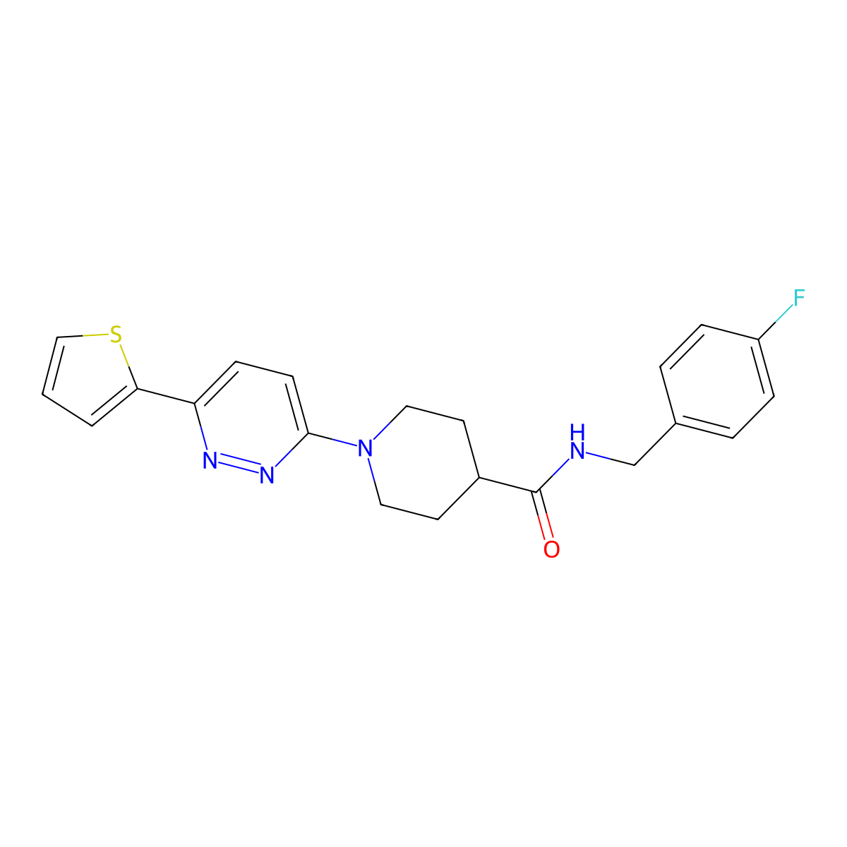N-(4-fluorobenzyl)-1-[6-(2-thienyl)pyridazin-3-yl]piperidine-4-carboxamide molecular structure, CAS 1031965-11-3