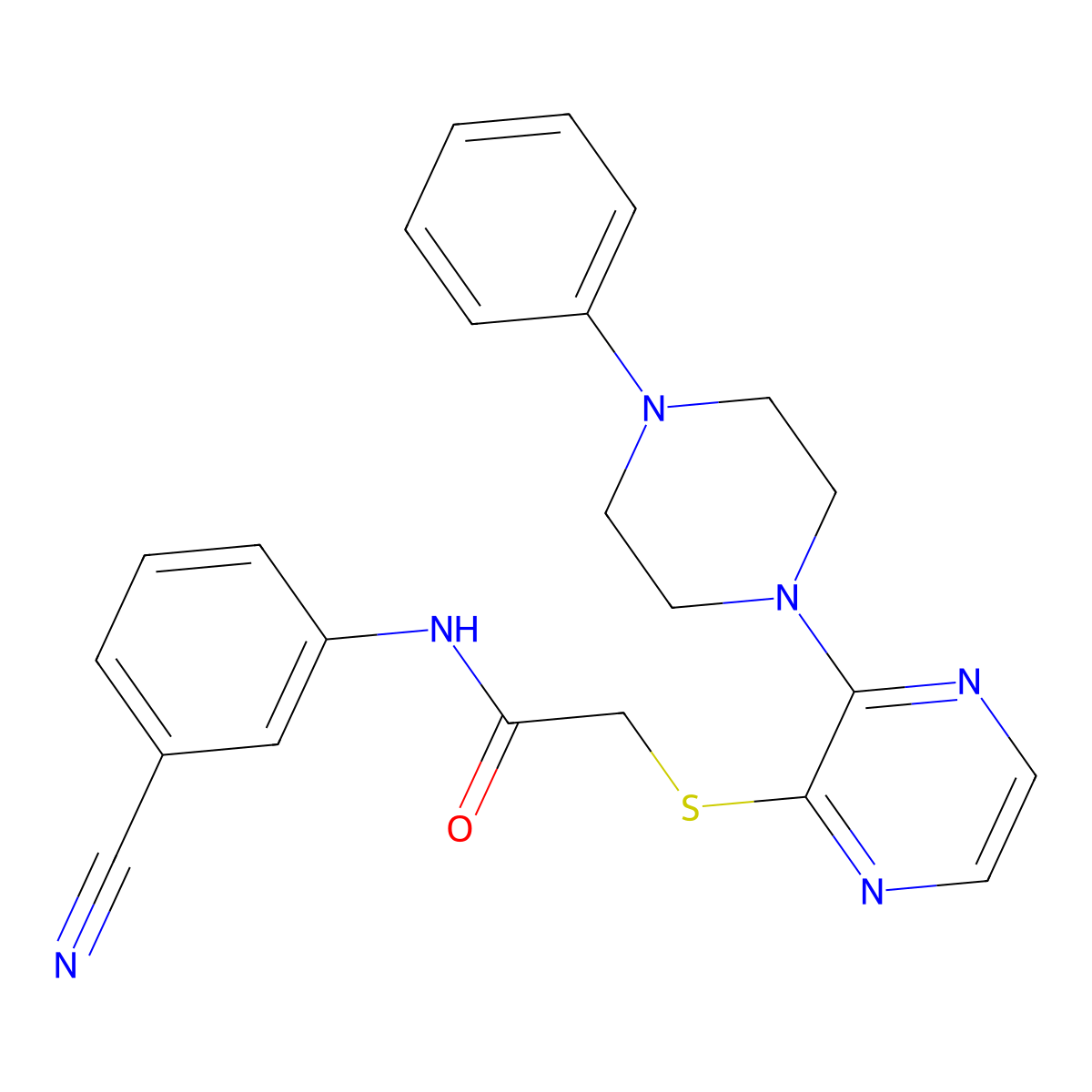 N-(3-cyanophenyl)-2-((3-(4-phenylpiperazin-1-yl)pyrazin-2-yl)thio)acetamide molecular structure, CAS 1031965-86-2