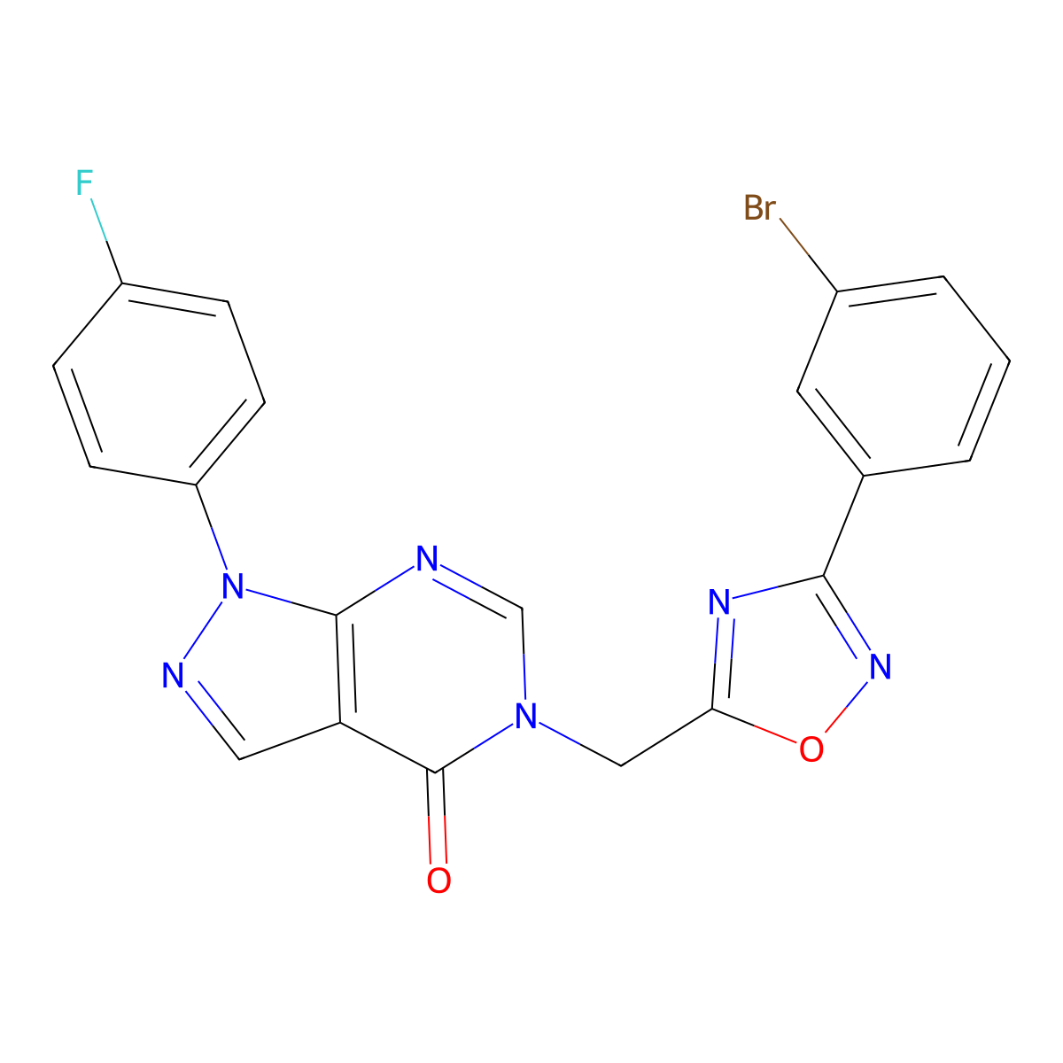 5-{[3-(3-bromophenyl)-1,2,4-oxadiazol-5-yl]methyl}-1-(4-fluorophenyl)-1H,4H,5H-pyrazolo[3,4-d]pyrimidin-4-one molecular structure, CAS 1031965-98-6