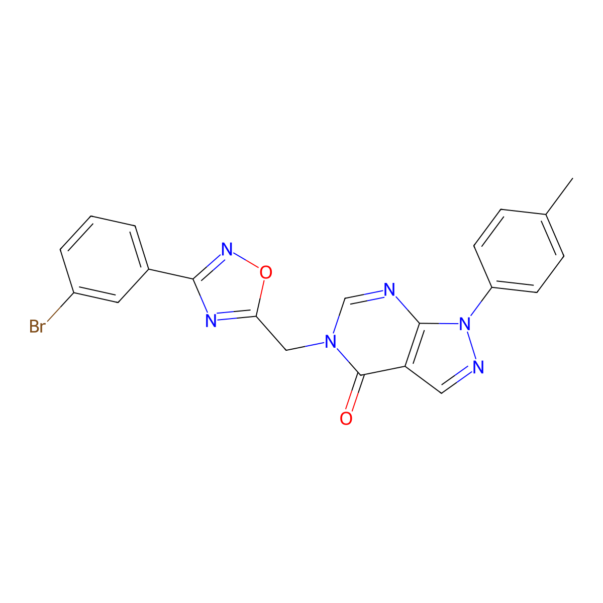 5-((3-(3-bromophenyl)-1,2,4-oxadiazol-5-yl)methyl)-1-(p-tolyl)-1H-pyrazolo[3,4-d]pyrimidin-4(5H)-one molecular structure, CAS 1031966-02-5