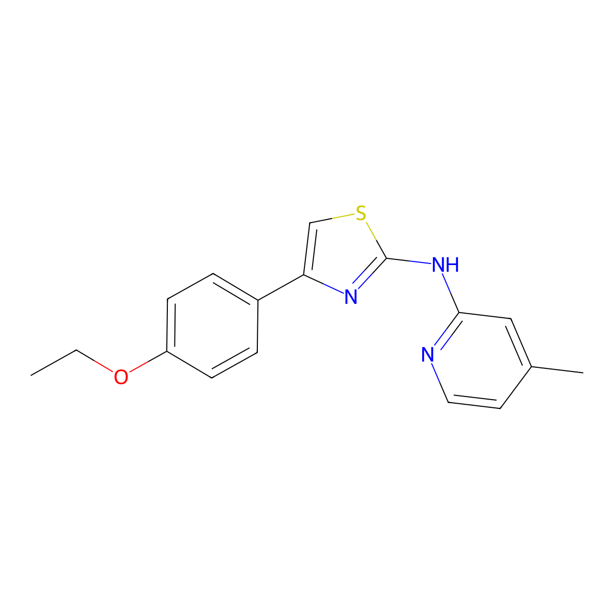 N-[4-(4-ethoxyphenyl)-1,3-thiazol-2-yl]-4-methylpyridin-2-amine molecular structure, CAS 1031966-58-1