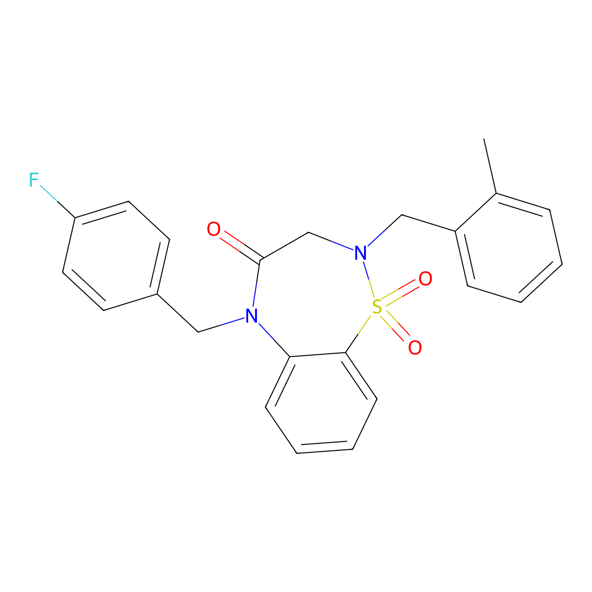 5-(4-fluorobenzyl)-2-(2-methylbenzyl)-2,3-dihydrobenzo[f][1,2,5]thiadiazepin-4(5H)-one 1,1-dioxide molecular structure, CAS 1031966-77-4