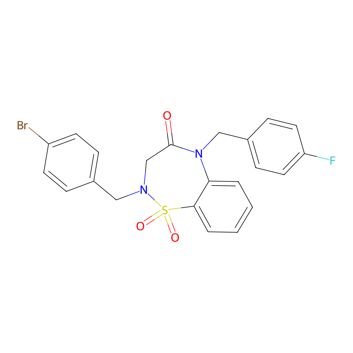 2-(4-bromobenzyl)-5-(4-fluorobenzyl)-2,3-dihydro-1,2,5-benzothiadiazepin-4(5H)-one 1,1-dioxide molecular structure, CAS 1031966-88-7