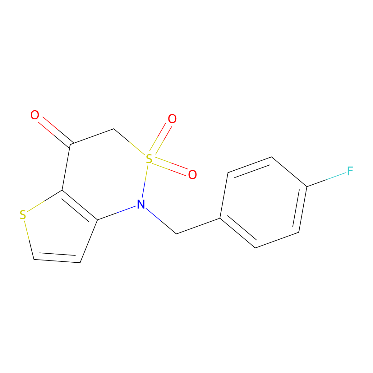 1-(4-fluorobenzyl)-1H-thieno[3,2-c][1,2]thiazin-4(3H)-one 2,2-dioxide molecular structure, CAS 1031967-55-1