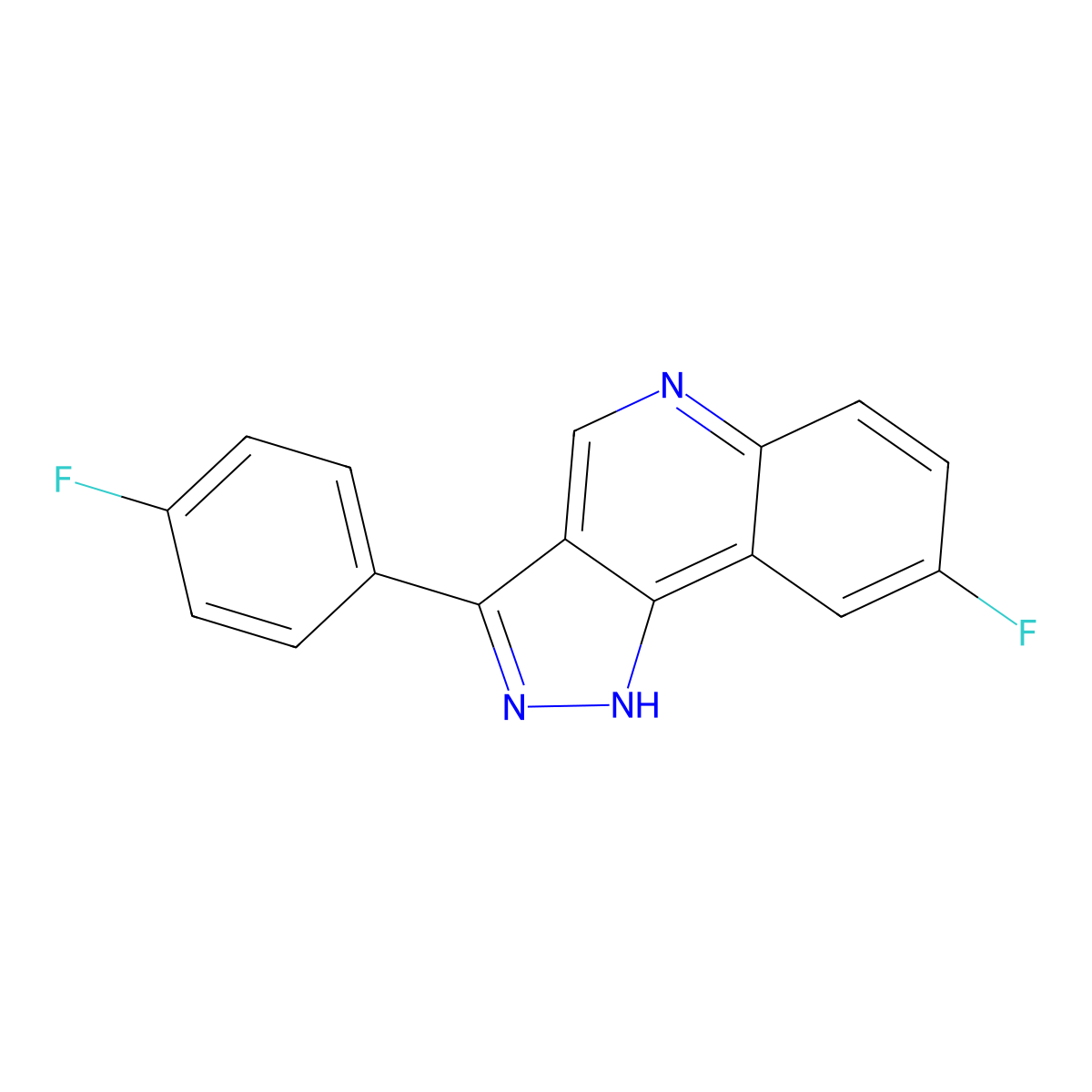 8-fluoro-3-(4-fluorophenyl)-1H-pyrazolo[4,3-c]quinoline molecular structure, CAS 1031967-70-0