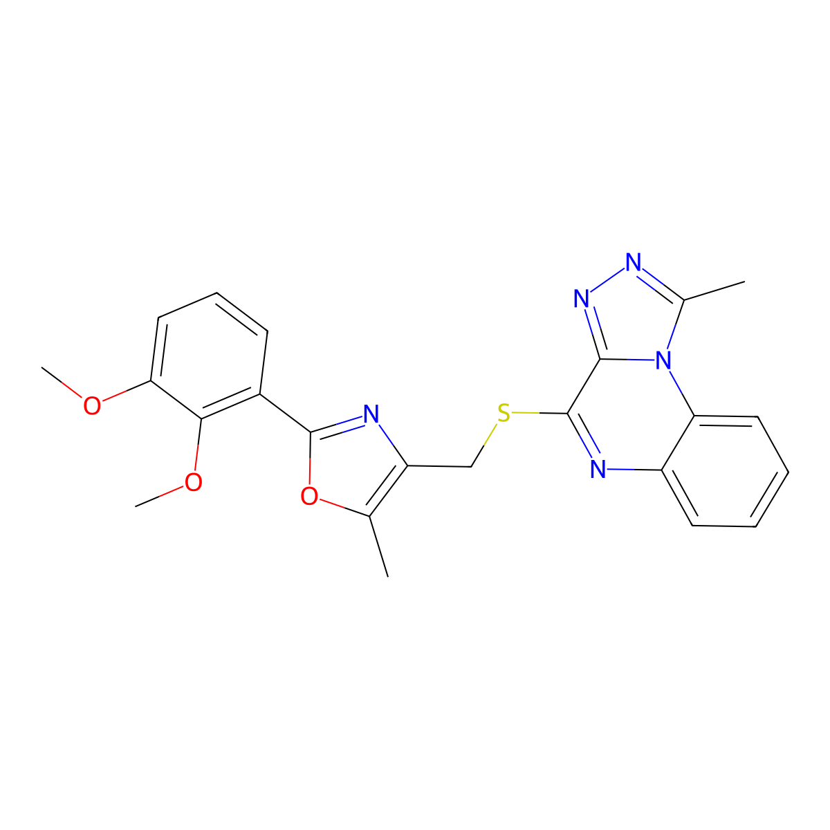 2-(2,3-Dimethoxyphenyl)-5-methyl-4-(((1-methyl-[1,2,4]triazolo[4,3-a]quinoxalin-4-yl)thio)methyl)oxazole molecular structure, CAS 1031968-90-7