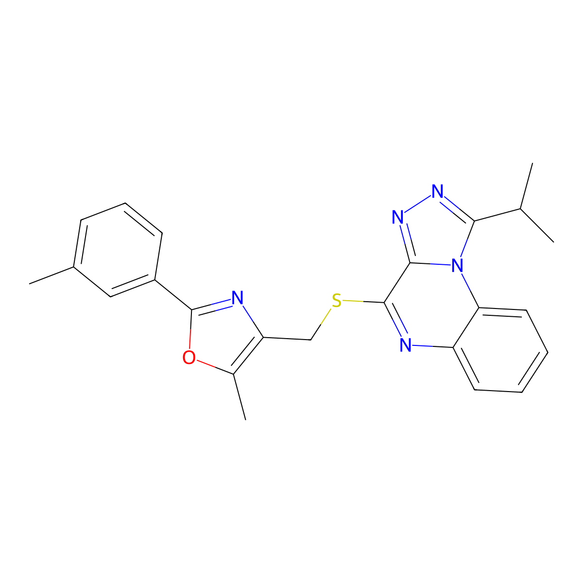 4-(((1-Isopropyl-[1,2,4]triazolo[4,3-a]quinoxalin-4-yl)thio)methyl)-5-methyl-2-(m-tolyl)oxazole molecular structure, CAS 1031969-12-6