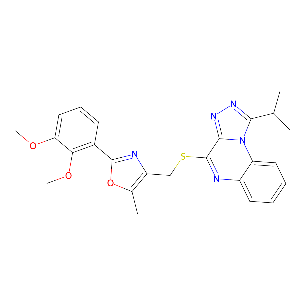2-(2,3-Dimethoxyphenyl)-4-(((1-isopropyl-[1,2,4]triazolo[4,3-a]quinoxalin-4-yl)thio)methyl)-5-methyloxazole molecular structure, CAS 1031969-15-9