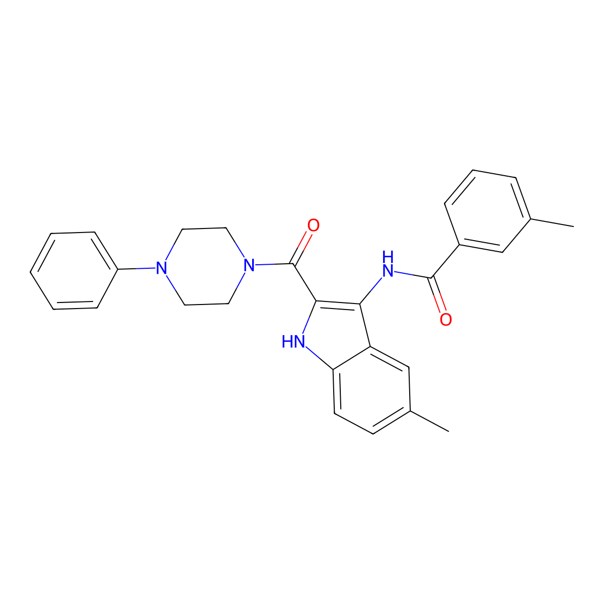 3-methyl-N-[5-methyl-2-(4-phenylpiperazine-1-carbonyl)-1H-indol-3-yl]benzamide molecular structure, CAS 1031969-36-4