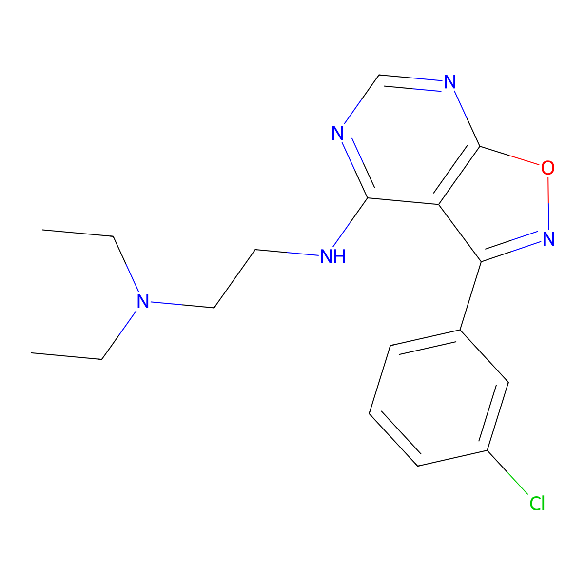 N'-[3-(3-chlorophenyl)isoxazolo[5,4-d]pyrimidin-4-yl]-N,N-diethylethane-1,2-diamine molecular structure, CAS 1031969-46-6