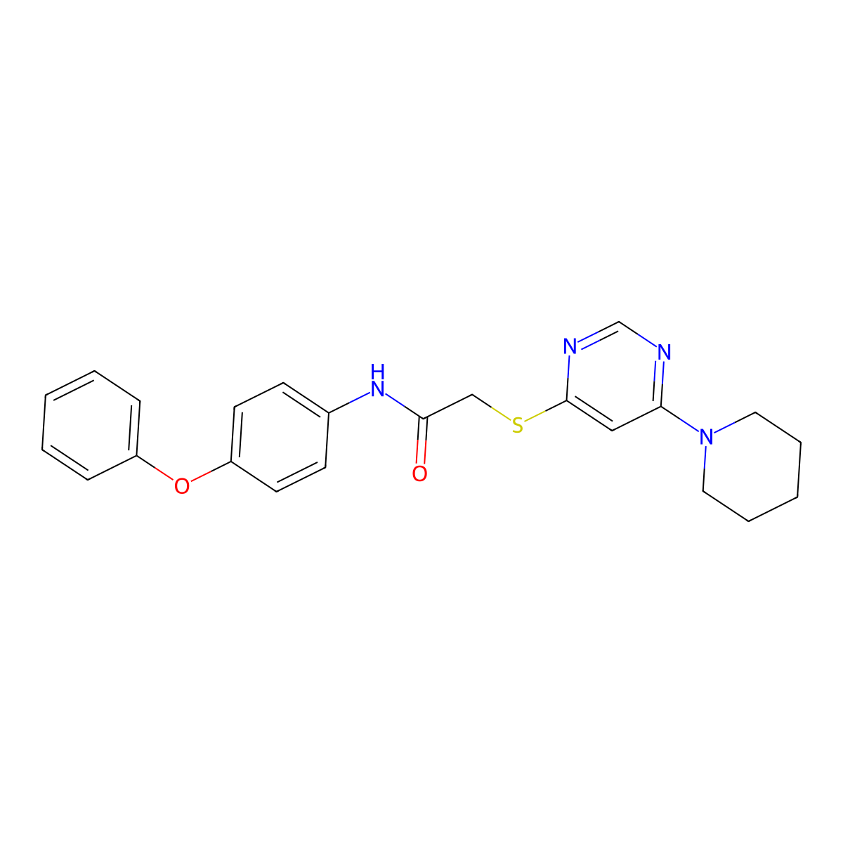 N-(4-Phenoxyphenyl)-2-{[6-(piperidin-1-YL)pyrimidin-4-YL]sulfanyl}acetamide molecular structure, CAS 1031969-63-7