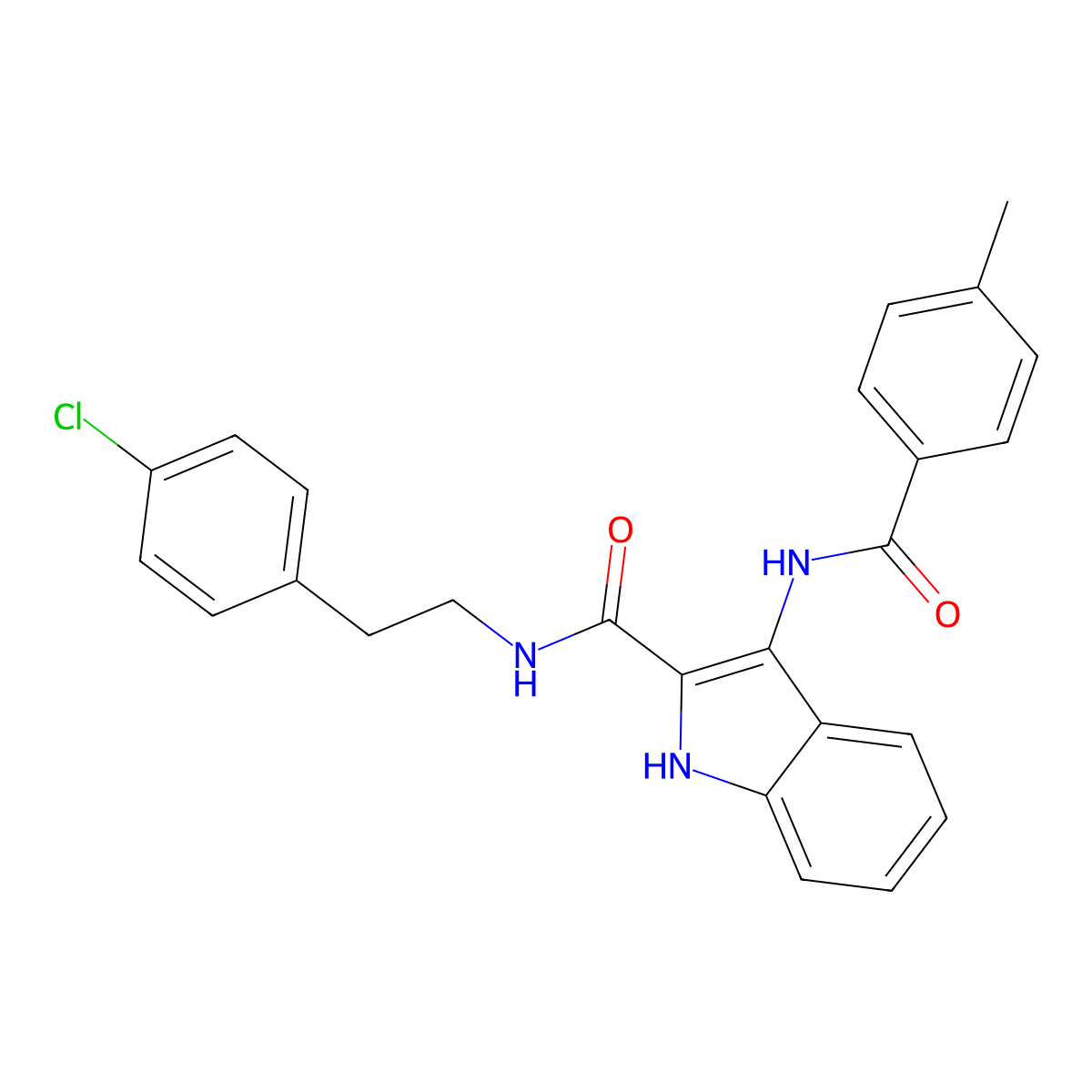 N-(4-chlorophenethyl)-3-(4-methylbenzamido)-1H-indole-2-carboxamide molecular structure, CAS 1031970-09-8