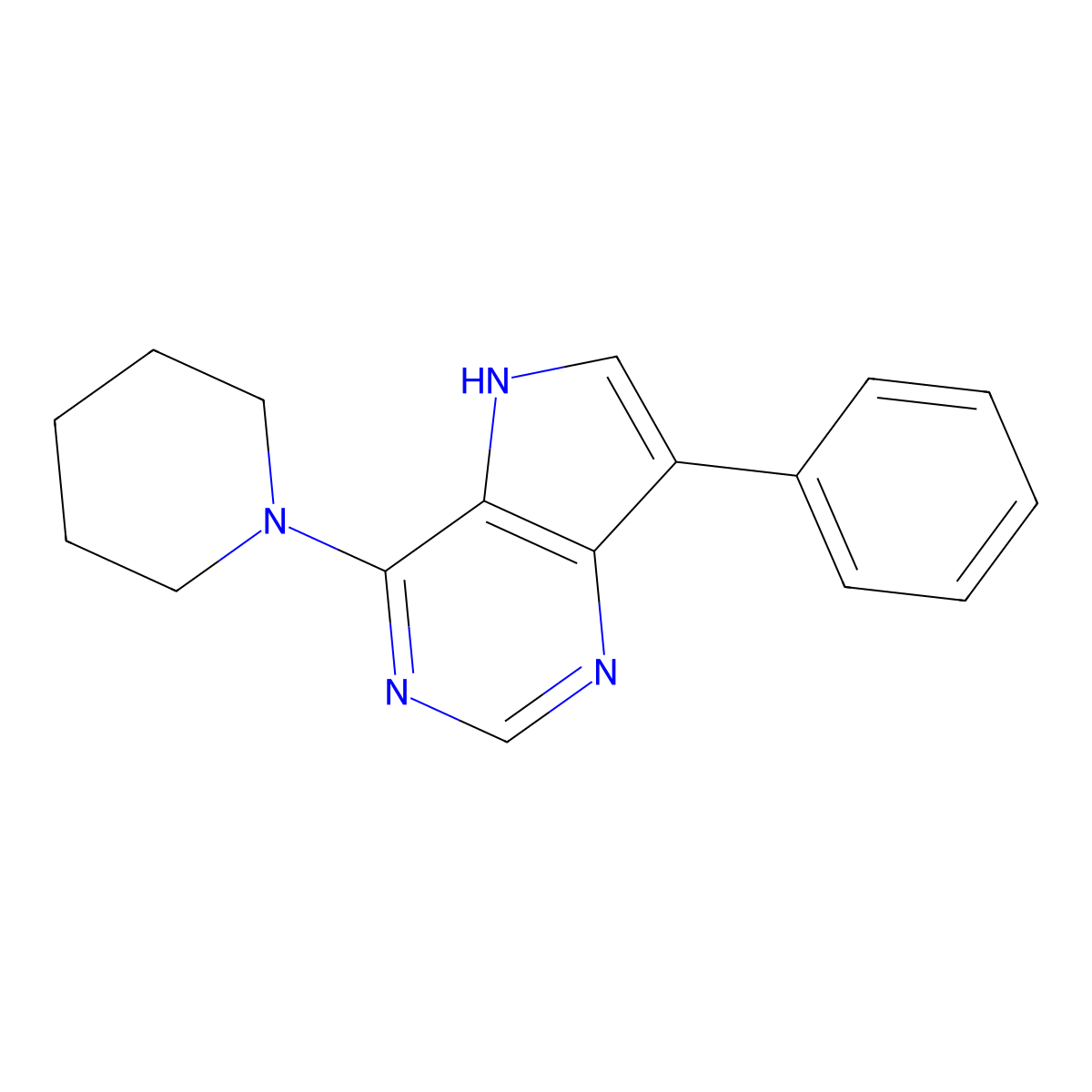 7-phenyl-4-(piperidin-1-yl)-5H-pyrrolo[3,2-d]pyrimidine molecular structure, CAS 1031970-27-0