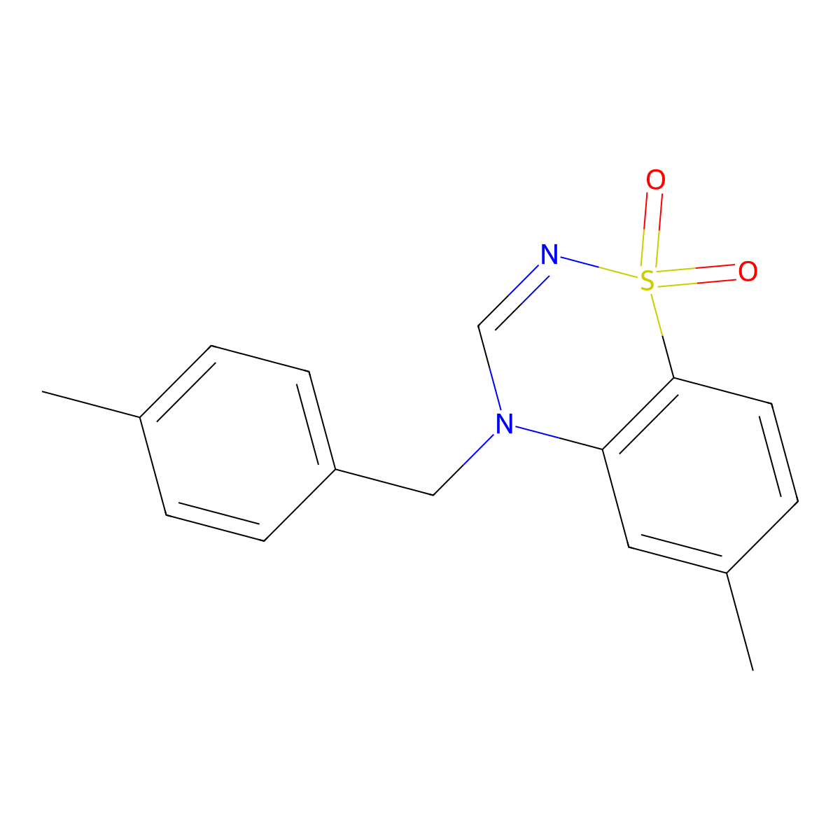 6-methyl-4-[(4-methylphenyl)methyl]-4H-1lambda6,2,4-benzothiadiazine-1,1-dione molecular structure, CAS 1031973-32-6
