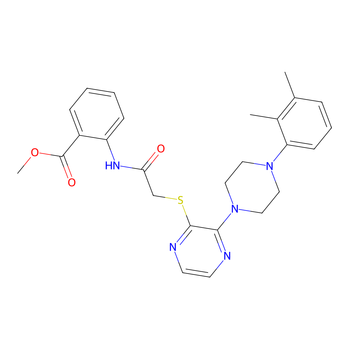 Methyl 2-[2-({3-[4-(2,3-dimethylphenyl)piperazin-1-yl]pyrazin-2-yl}sulfanyl)acetamido]benzoate molecular structure, CAS 1031975-43-5
