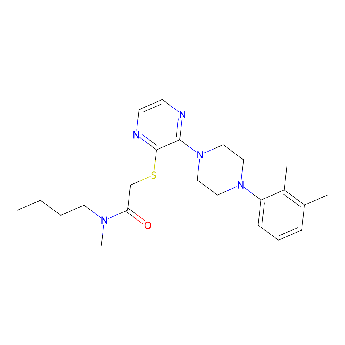 N-butyl-2-({3-[4-(2,3-dimethylphenyl)piperazin-1-yl]pyrazin-2-yl}sulfanyl)-N-methylacetamide molecular structure, CAS 1031975-56-0