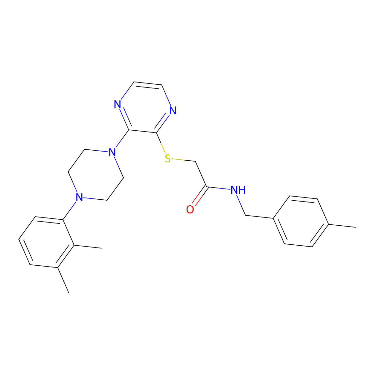 2-({3-[4-(2,3-dimethylphenyl)piperazin-1-yl]pyrazin-2-yl}sulfanyl)-N-[(4-methylphenyl)methyl]acetamide molecular structure, CAS 1031975-59-3