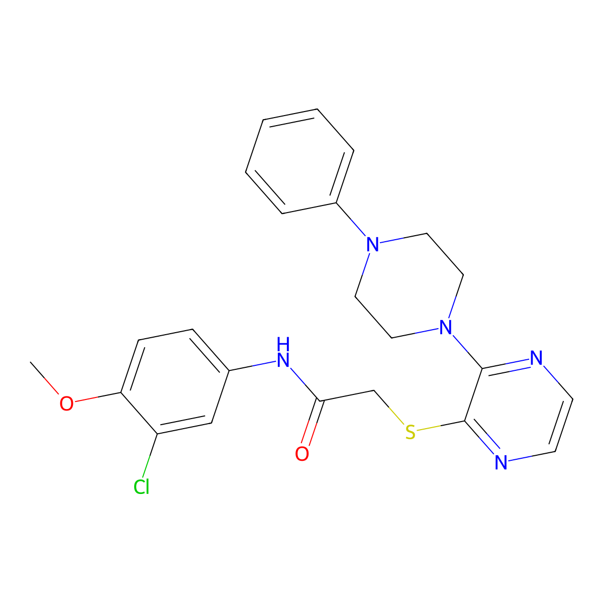 N-(3-chloro-4-methoxyphenyl)-2-{[3-(4-phenylpiperazin-1-yl)pyrazin-2-yl]sulfanyl}acetamide molecular structure, CAS 1031975-79-7