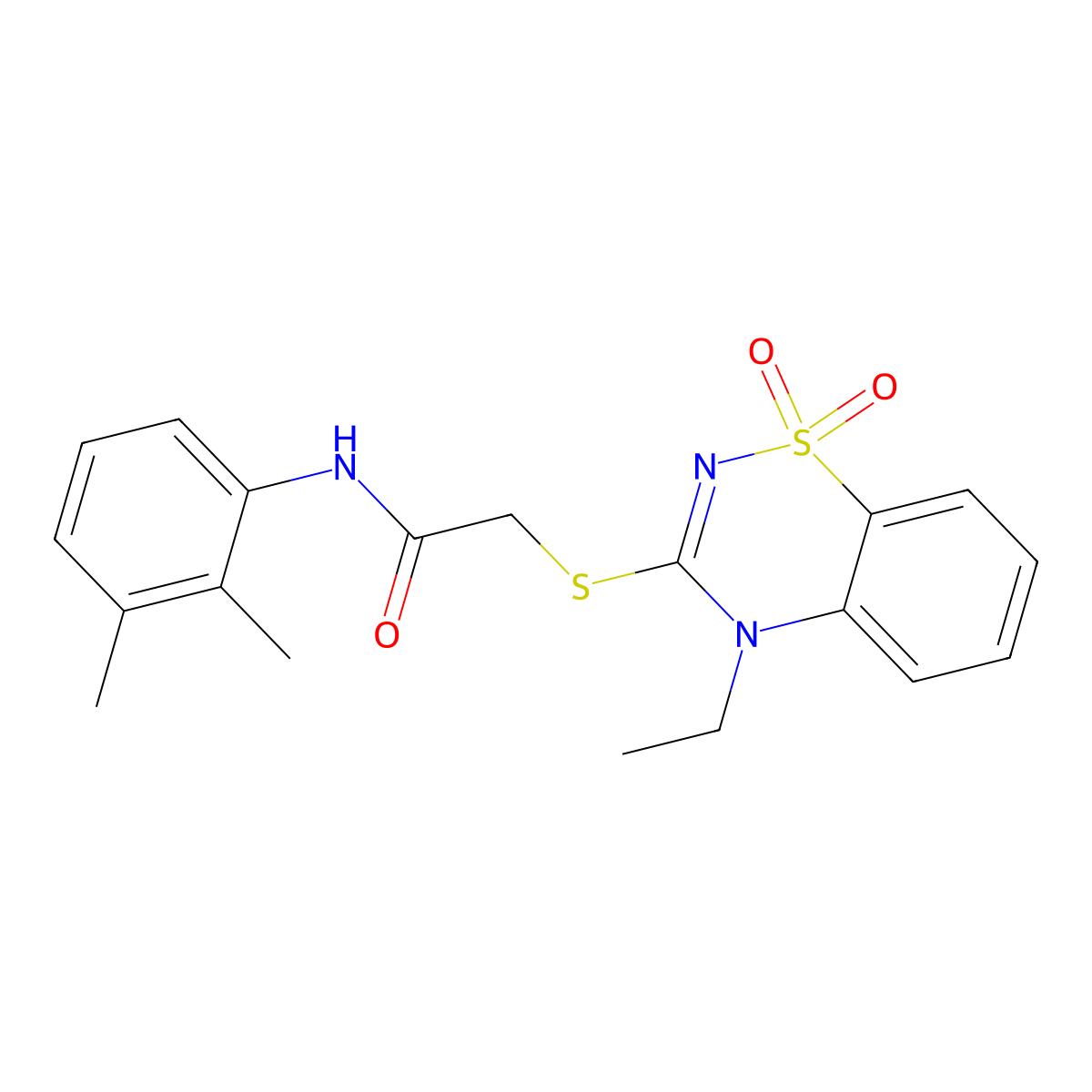 N-(2,3-dimethylphenyl)-2-((4-ethyl-1,1-dioxido-4H-benzo[e][1,2,4]thiadiazin-3-yl)thio)acetamide molecular structure, CAS 1031976-79-0