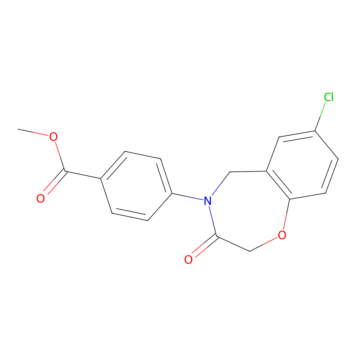 methyl 4-(7-chloro-3-oxo-2,3-dihydro-1,4-benzoxazepin-4(5H)-yl)benzoate molecular structure, CAS 1031976-91-6