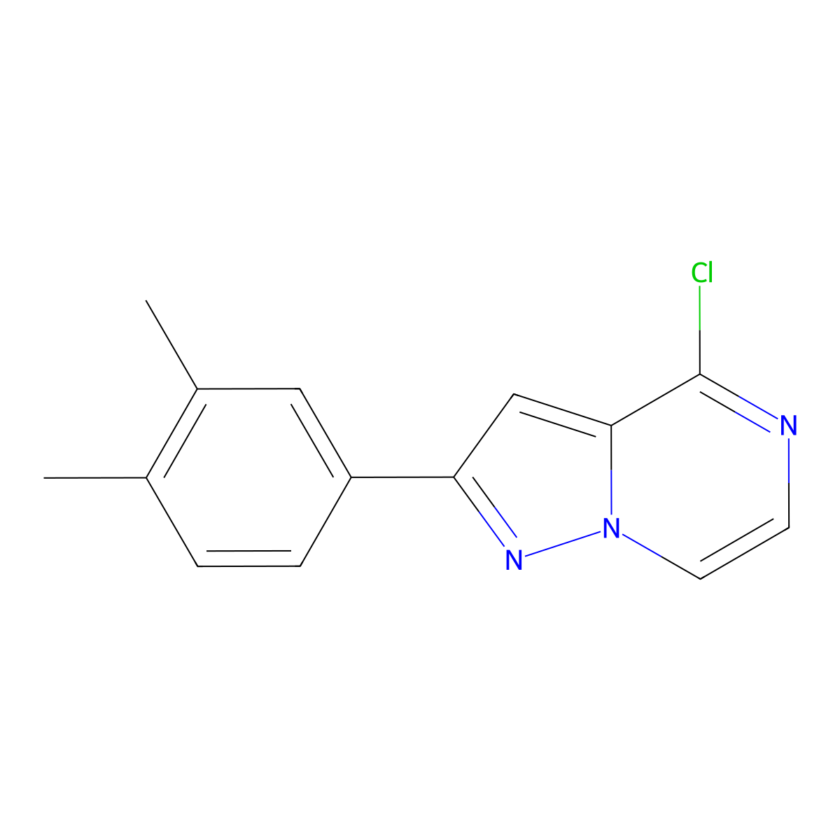 4-Chloro-2-(3,4-dimethylphenyl)pyrazolo[1,5-a]pyrazine molecular structure, CAS 1031977-15-7