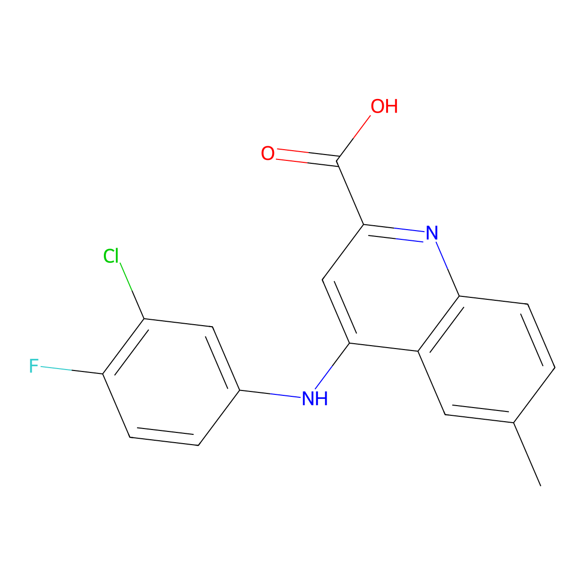 4-[(3-Chloro-4-fluorophenyl)amino]-6-methylquinoline-2-carboxylic acid molecular structure, CAS 1031977-24-8